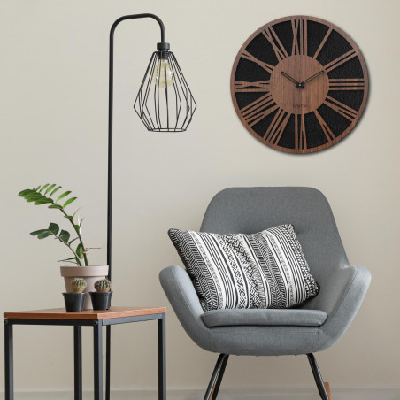 Wall wooden clock Roman numerals - wenge nut