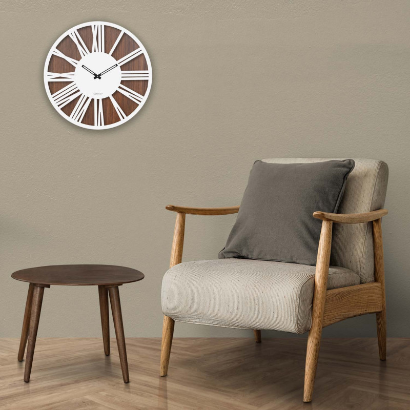 Wall wooden clock Roman numerals - wenge nut