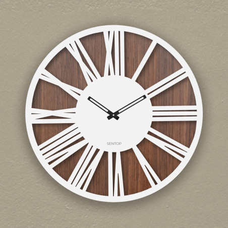 Wall wooden clock Roman numerals - wenge nut
