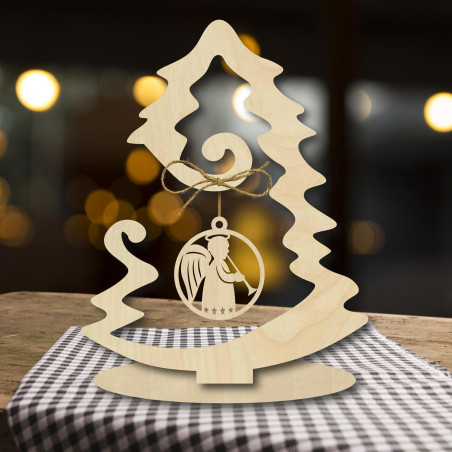 Wooden Christmas tree made of natural wood