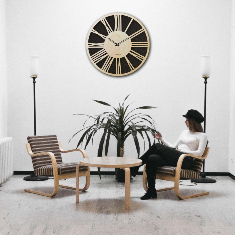 Wooden wall clock Roman numerals - Sentop |...