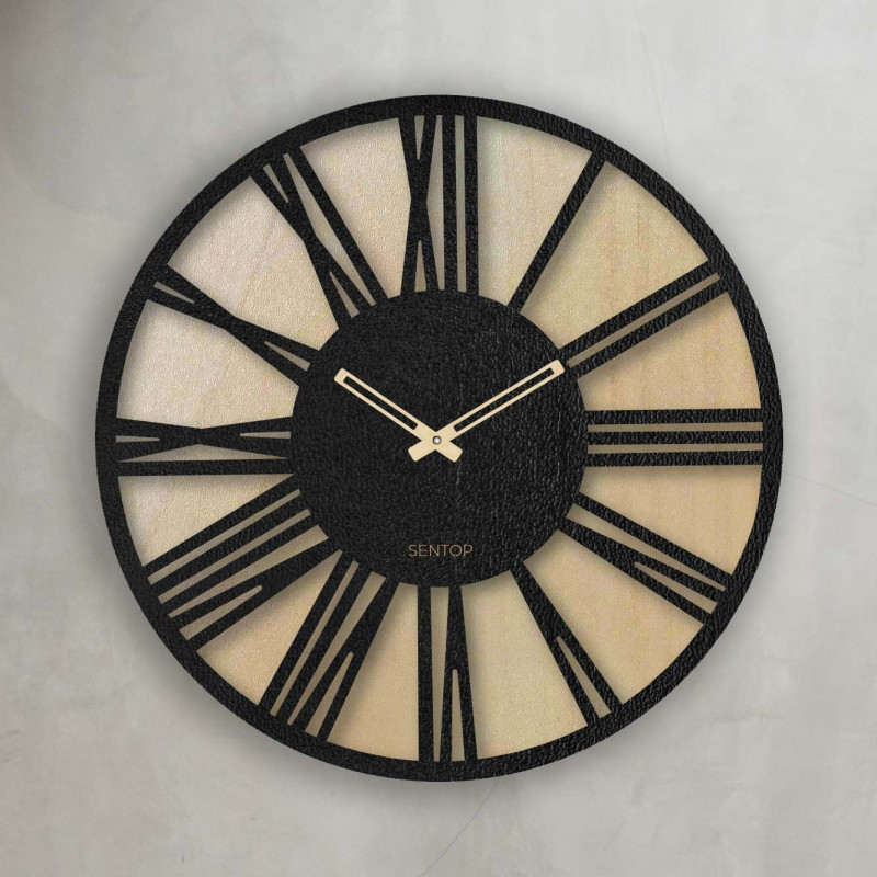 Wooden wall clock Roman numerals - Sentop |...