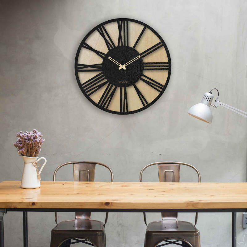 Wooden wall clock Roman numerals - Sentop |...