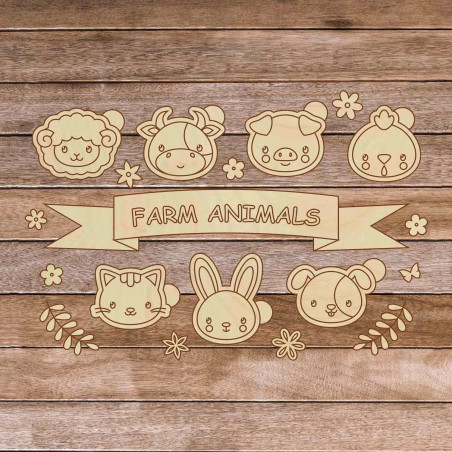Children 's wooden box - Farm animals 7 pieces | SENTOP H002