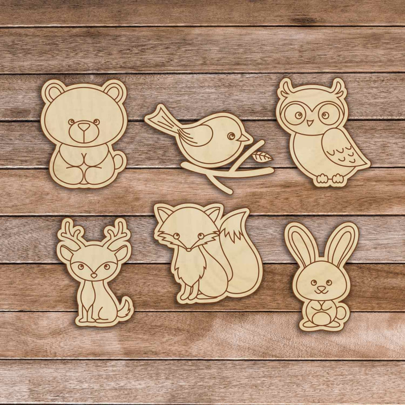Children's wooden insert - Forest animals 6...