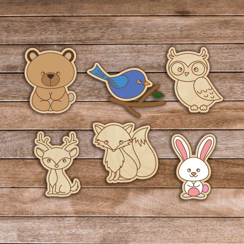 Children's wooden insert - Forest animals 6...