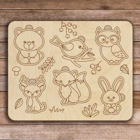 Children's wooden insert - Forest animals 6 pieces | SENTOP H005