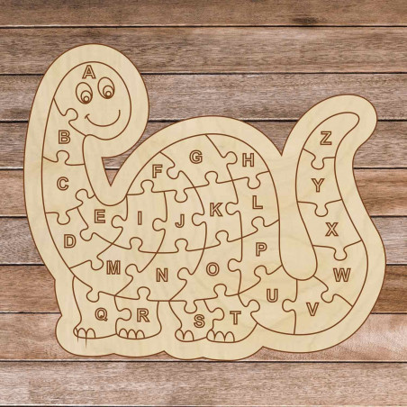 Children's wooden puzzle - Dinosaur and alphabet A-ZET 26 pieces | SENTOP H006