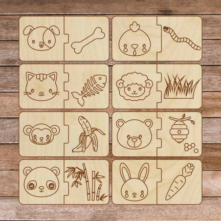 Children's wooden jigsaw puzzle - Animals and food - 16 pieces | SENTOP H007