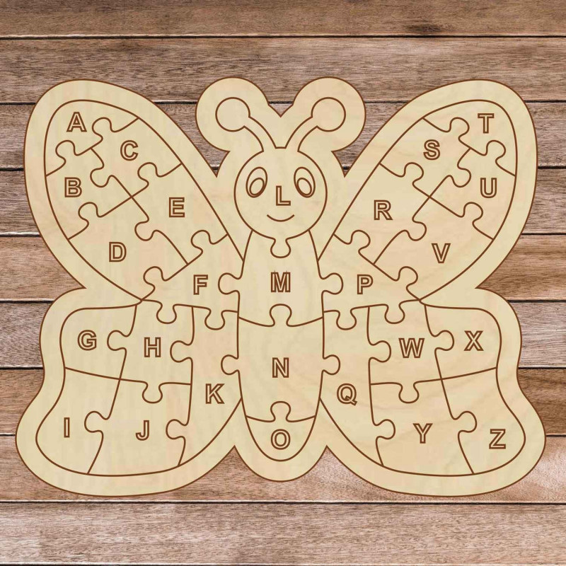 Children's wooden puzzle - Alphabet butterfly...
