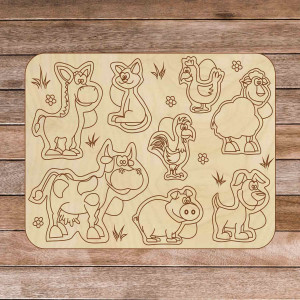 Detská drevená puzzle vkladačka - Zvieratká na farme 8...