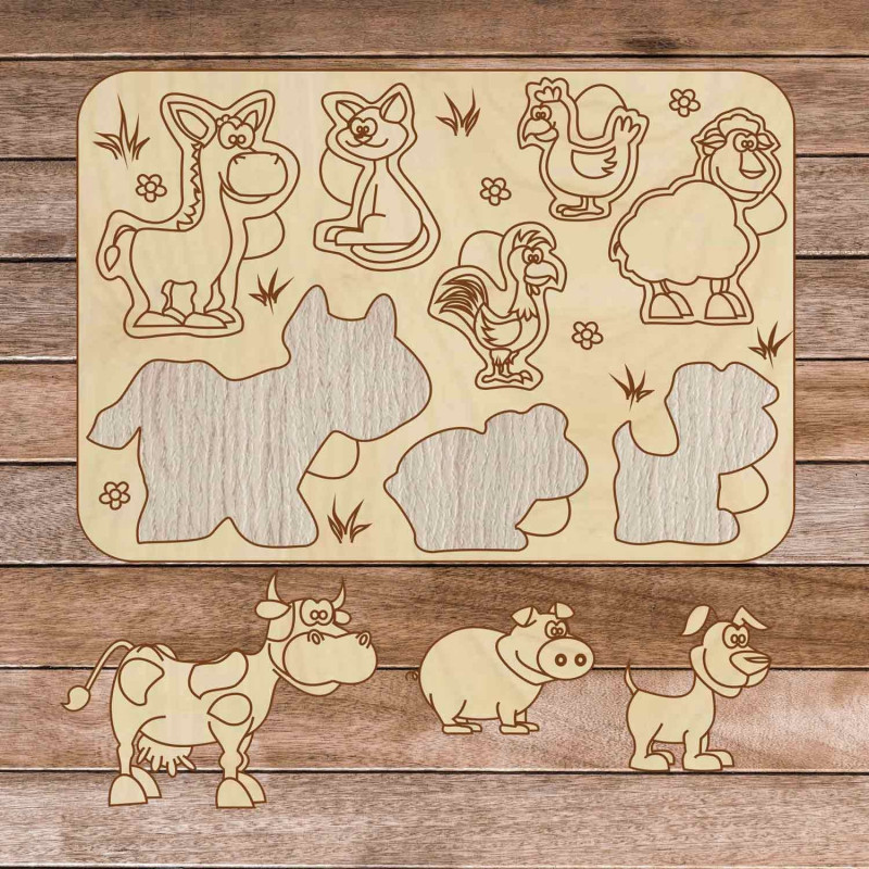 Children 's wooden jigsaw puzzle - Farm animals...