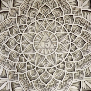 Large 3D wooden wall painting I Mandala of communication 2