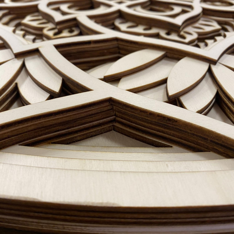 Large 3D wooden wall painting I Mandala of communication