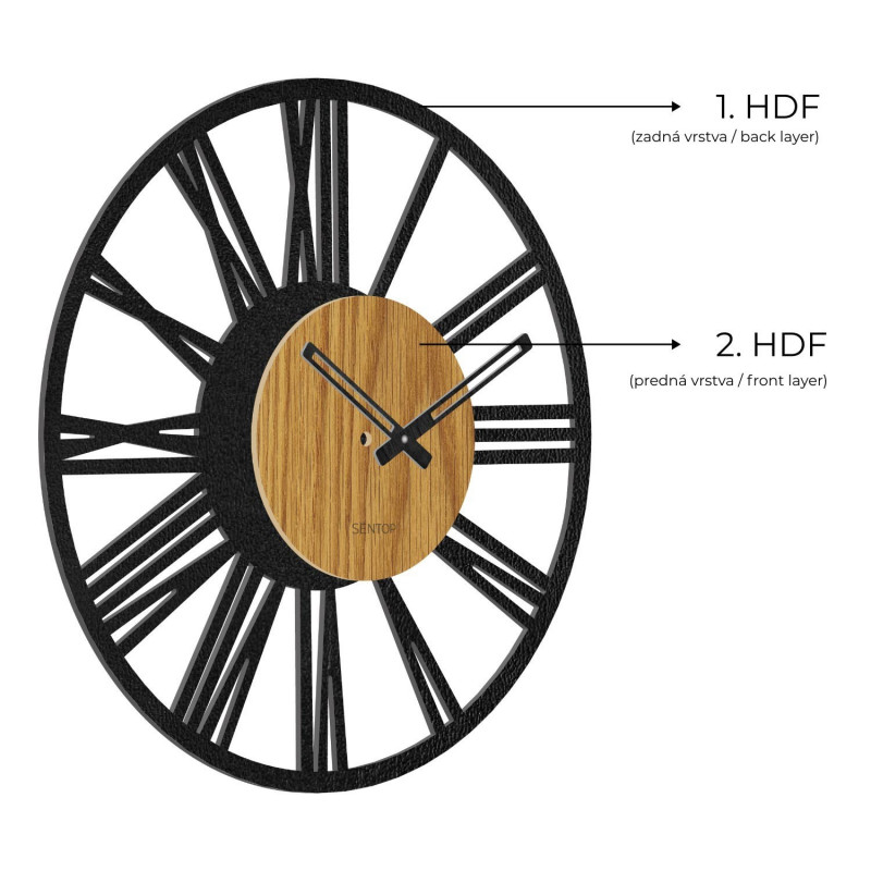 Wall Clock Roman numerals oak - ORFERIG