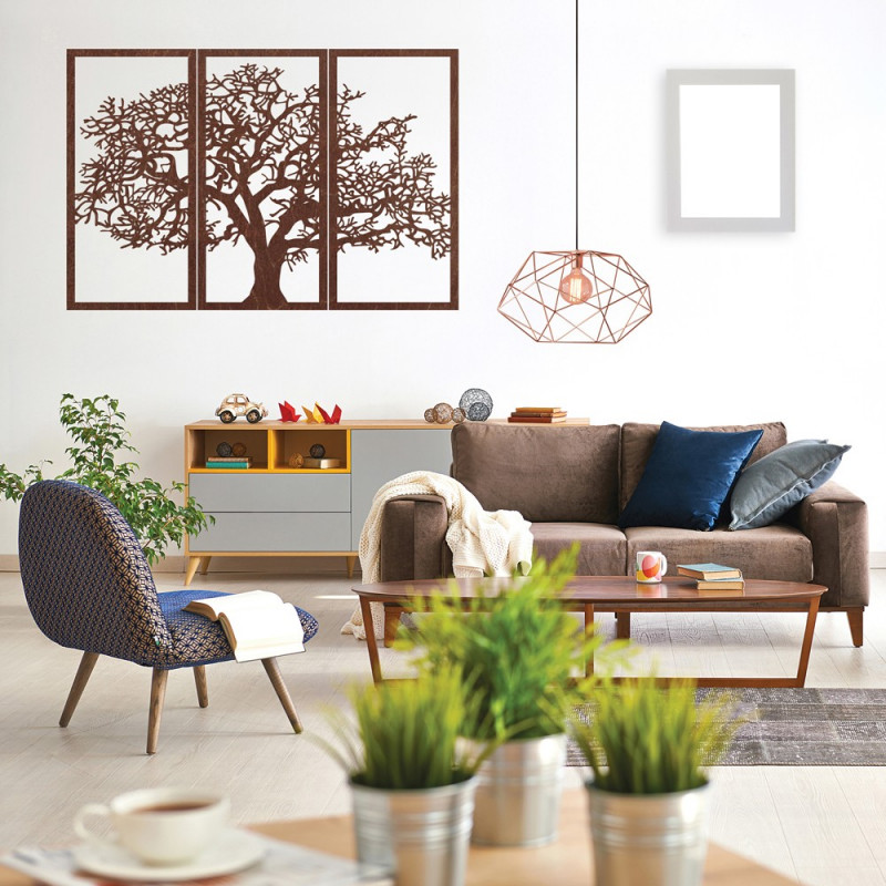 Wooden Wall Art Tree of Life: Set of 3 Panels