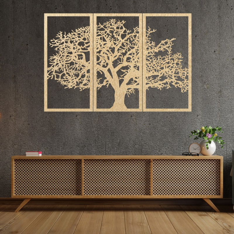 Wooden Wall Art Tree of Life: Set of 3 Panels