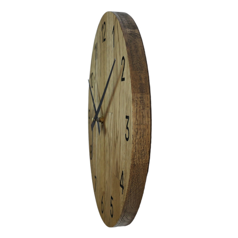 Wooden wall clock made of oak wood
