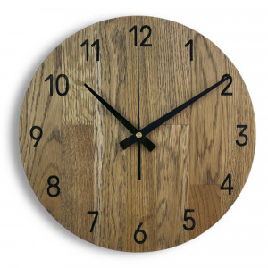Oak wall clock, modern minimalist design, quiet operation