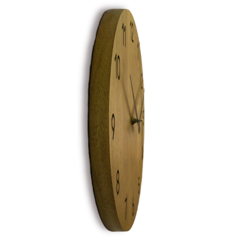 Oak wall clock, modern minimalist design, quiet operation