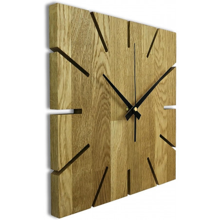 Wooden wall clock made of oak wood