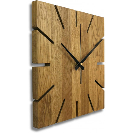 Wooden wall clock made of oak wood - Square