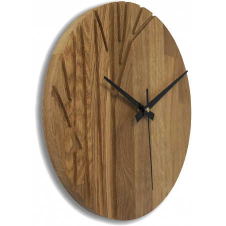 Wall clock made of oak wood branches - LOLITA