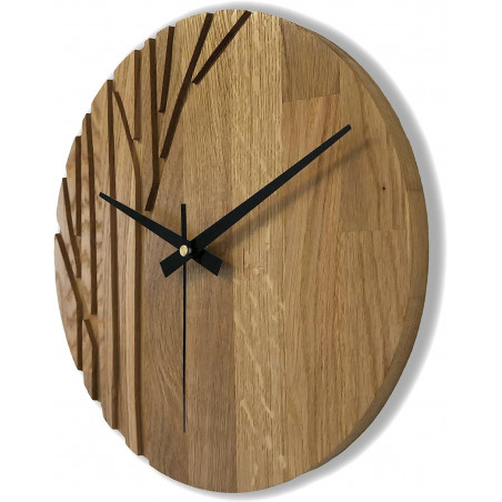 Wall clock made of oak wood branches - LOLITA