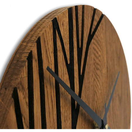 Wall clock made of oak wood branches - LOLITA