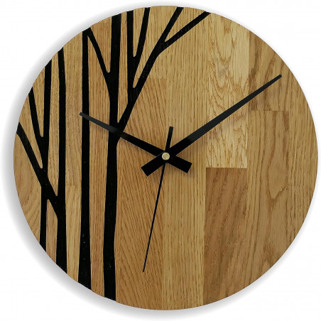 Wall clock made of oak wood branches - LOLITA