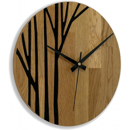 Wall clock made of oak wood branches - LOLITA