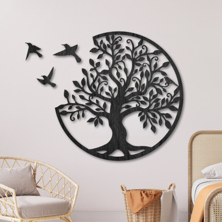 Wooden painting Tree of Life with flying birds - RANARP
