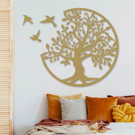 Wooden painting Tree of Life with flying birds - RANARP