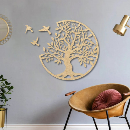 Wooden painting Tree of Life with flying birds - RANARP