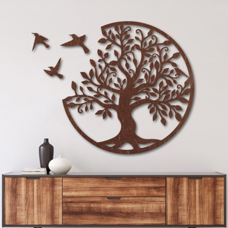 Wooden painting Tree of Life with flying birds - RANARP