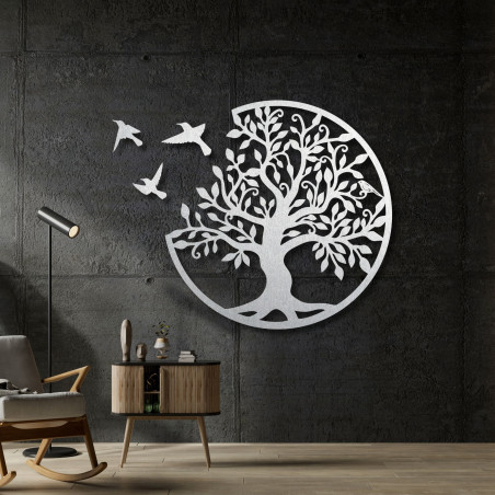 Wooden painting Tree of Life with flying birds - RANARP
