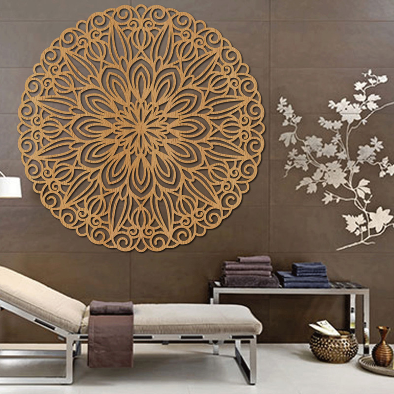 Carved wooden mandala for wall flower of time - ORIN