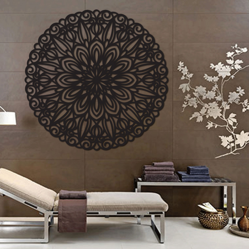 Carved wooden mandamandala for wall flower of time | SENTOP