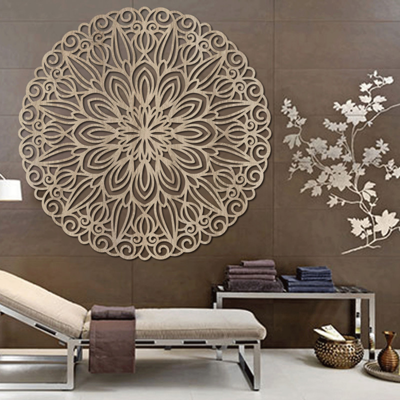 Carved wooden mandala for wall flower of time - ORIN