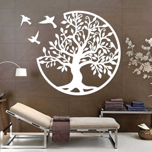 Wooden picture tree with birds | Wall decoration 2