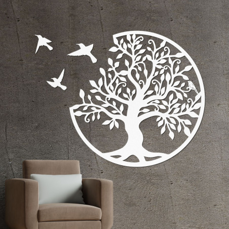 Wooden painting Tree of Life with flying birds - RANARP