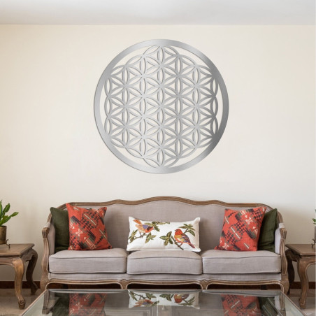 Wooden wall decoration Flower of Life, sacred geometry mandala.