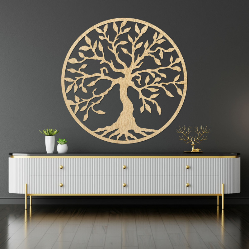 Wooden wall painting tree of life