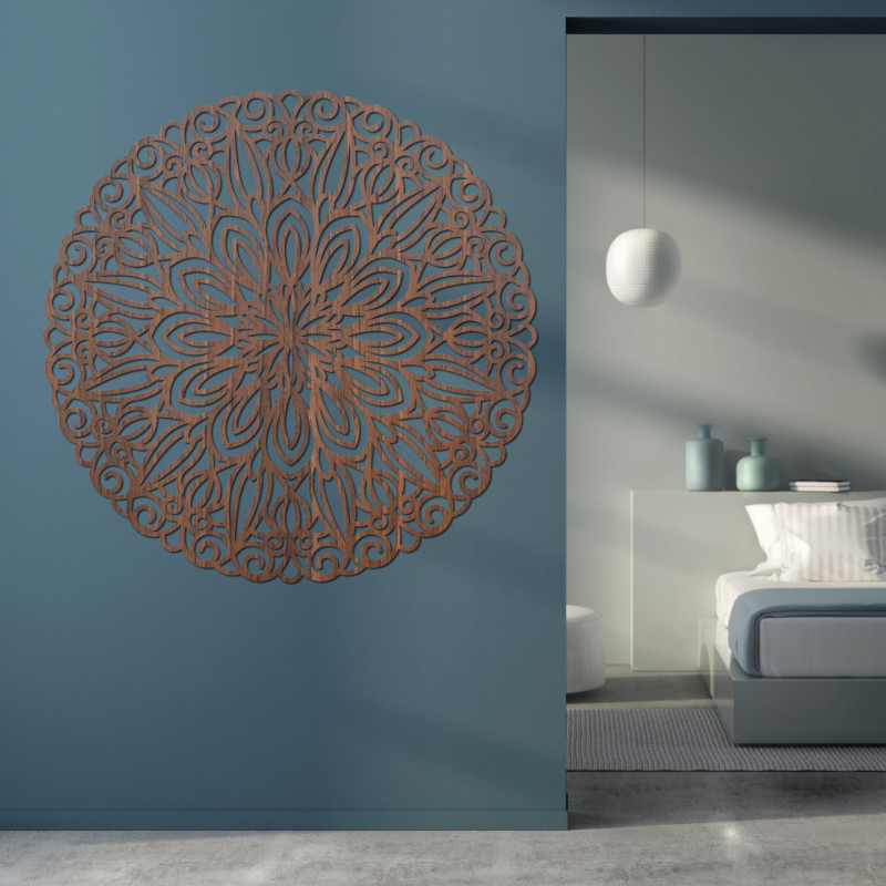 Carved wooden mandala for wall flower of time - ORIN