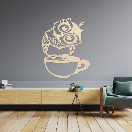 Cute owl in a cup wall picture - ROZALKA