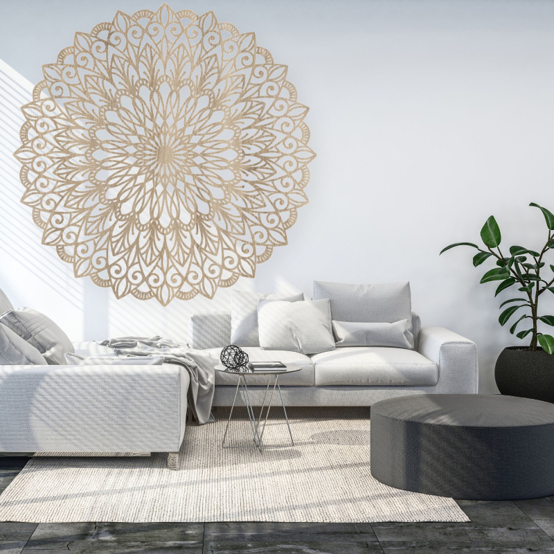 Wooden image. The flower of life is a symbol that represents harmony.