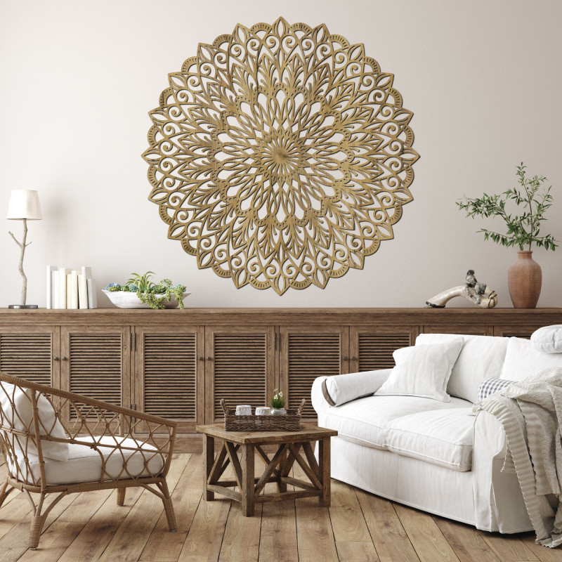 Wooden image. The flower of life is a symbol that represents harmony.