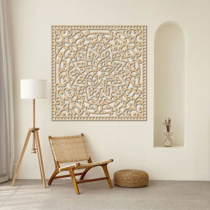 Wooden wall picture square - oriental mandala 2