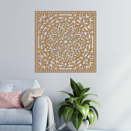 Wooden picture square oriental mandala - KVIDO