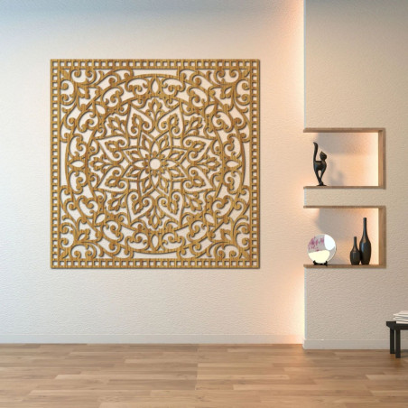 Wooden picture square oriental mandala - KVIDO